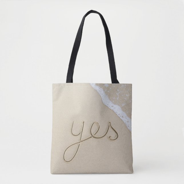 Bolsa Tote Palavra gravada na areia da praia (Frente)