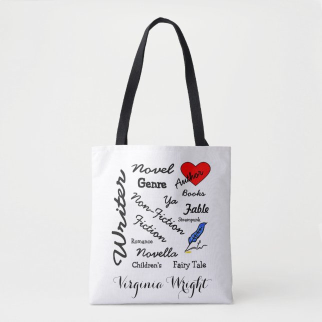 Bolsa Tote Palavras de Escritor-Autor Personalizadas (Frente)