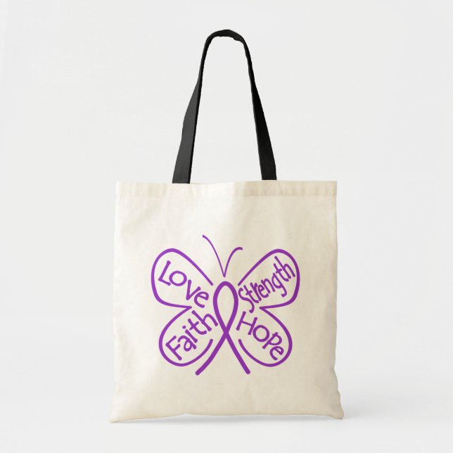 Bolsa Tote Palavras de inspiração da borboleta da doença de A (Frente)