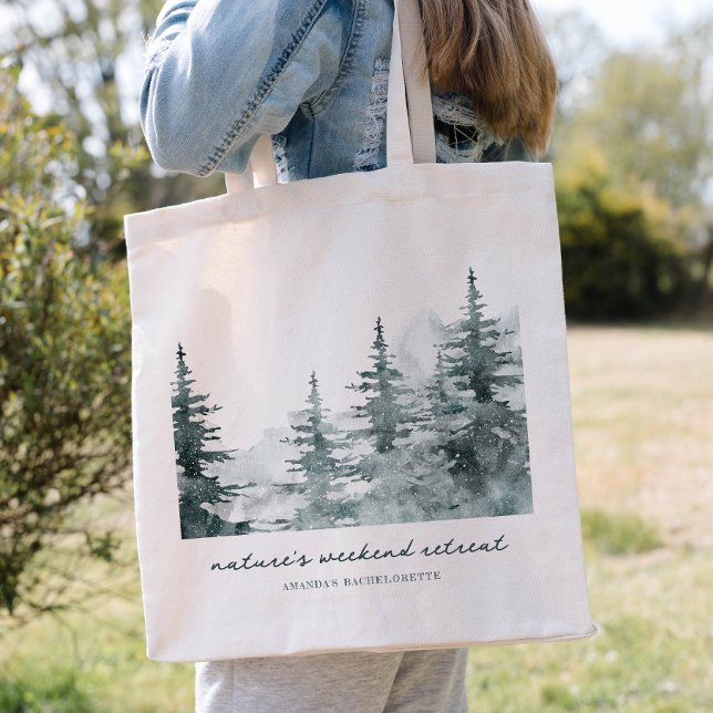 Bolsa Tote Palavras editáveis Floresta Despedida de Solteira (Criador carregado)