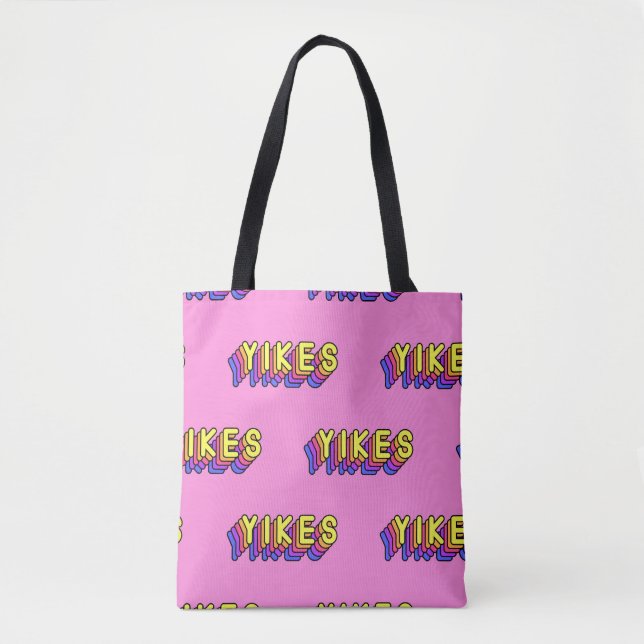 Bolsa Tote Palavras: Papel de parede cor-de-rosa. (Frente)