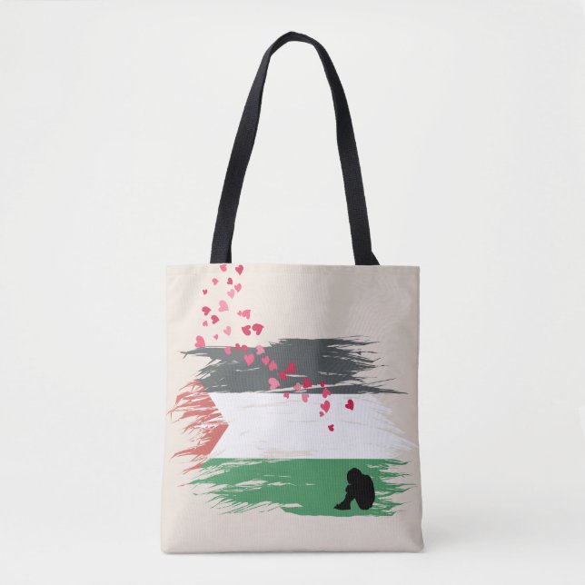 Bolsa Tote Palestina: Esperança e amor - Solidariedade (Frente)