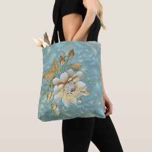 Bolsa Tote Paleta Azul-Claro em um design Dourado de Barogue