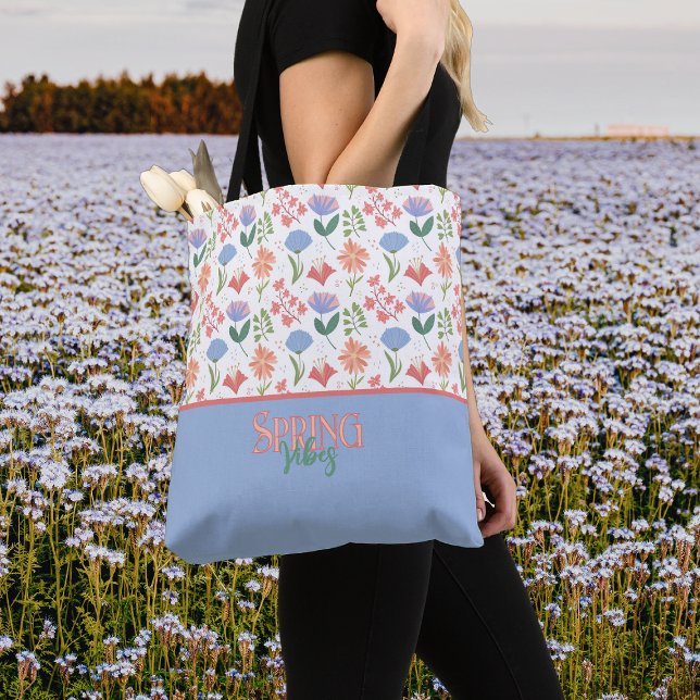 Bolsa Tote Paleta Doce de Vibrações da Primavera Pequenas Flo (Criador carregado)
