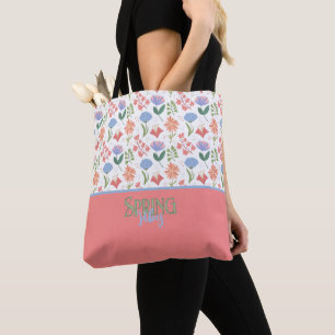 Bolsa Tote Paleta Doce Vibrações da Primavera Pequenas Flores