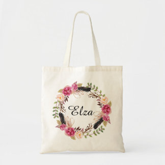 Bolsa Tote Palha de Tote Floral Personalizada Bag Bridesmaid 