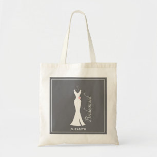 Bolsa Tote Palhaço branco legante em Cinzas - Bridesmaid