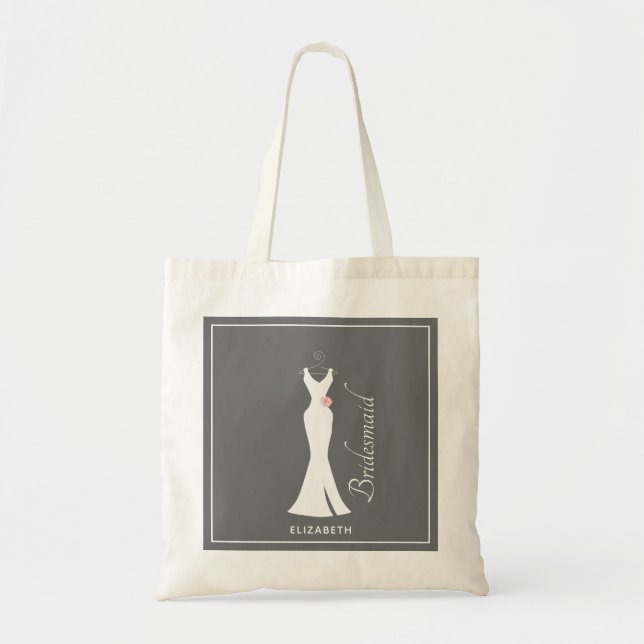 Bolsa Tote Palhaço branco legante em Cinzas - Bridesmaid (Frente)