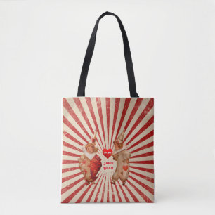 Bolsa Tote Palhaços e Namorados Vintage com Coração