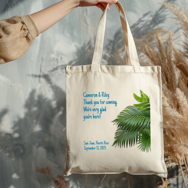 Bolsa Tote Palm Fronds Tropical Wedding Welcome (Criador carregado)