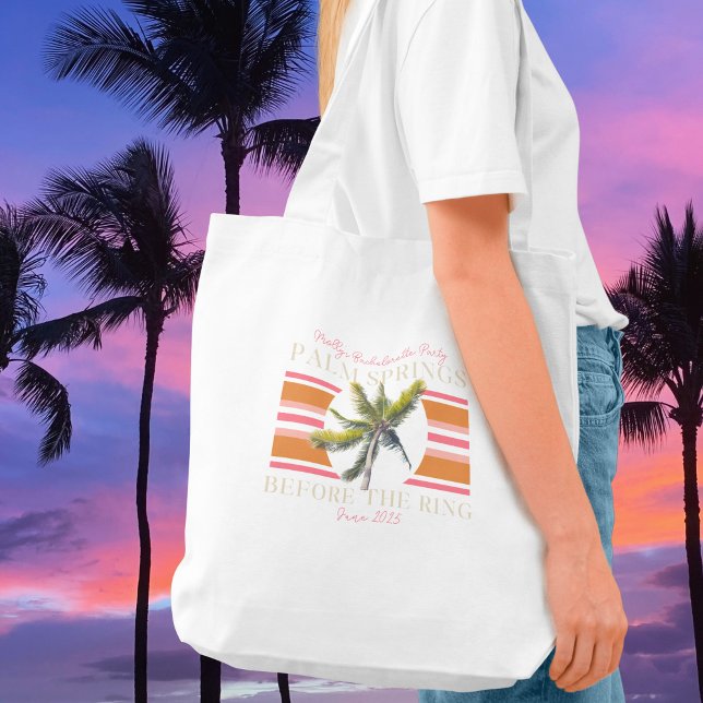 Bolsa Tote Palm Springs Antes do Anel – Despedida de Solteira (Palm Springs before the Ring tote bag with modern serif font – perfect for bridal celebrations!)