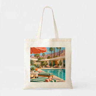 Bolsa Tote Palm Springs Poolside Retro Mid Century Modern Art