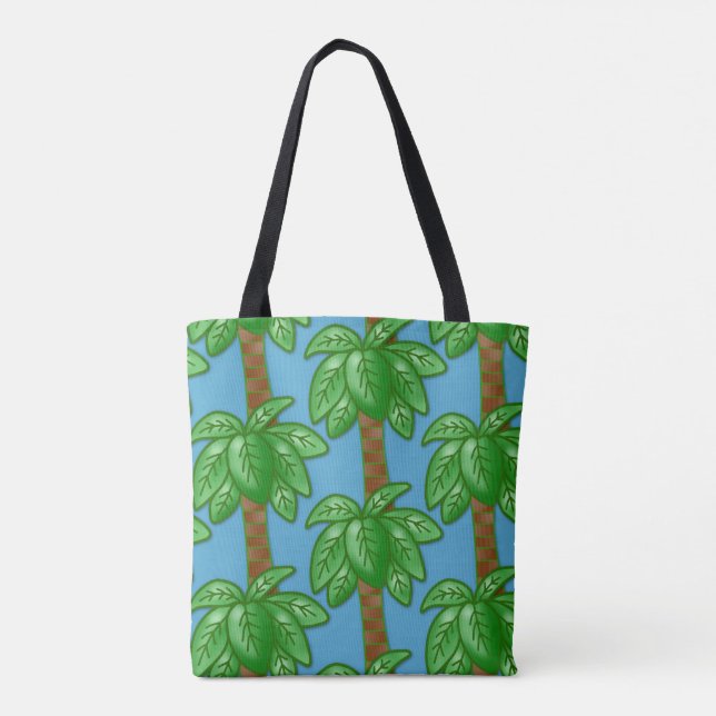 Bolsa Tote Palm Tree Beach Coconut Blue Ocean Sunshine (Verso)