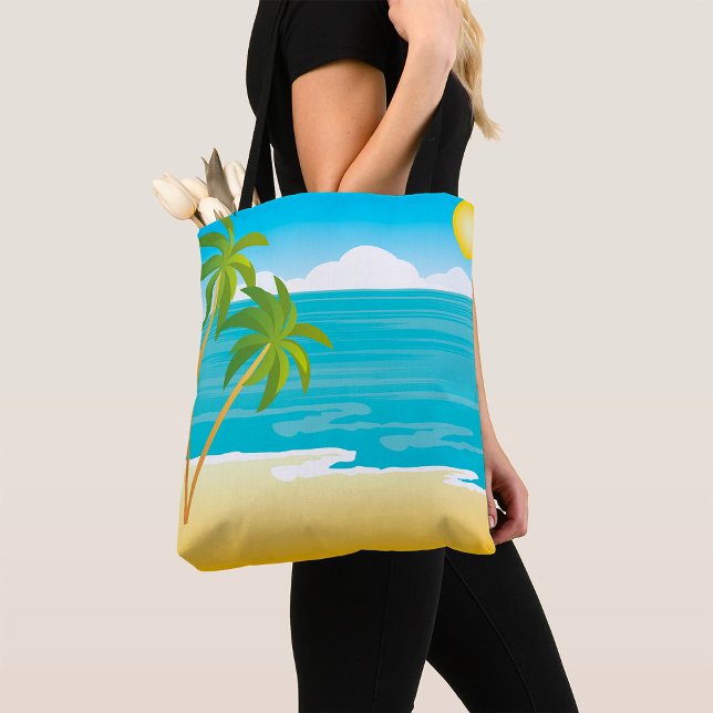 Bolsa Tote Palm Tree Beach Scene (Criador carregado)