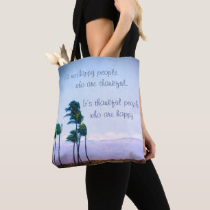 Bolsa Tote Palm Tree Hawaii Foto Graças Feliz Citação de Pess