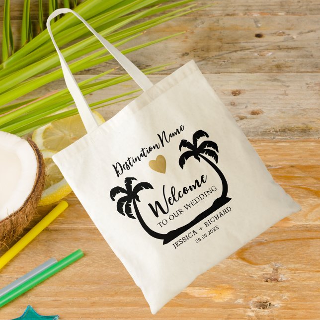 Bolsa Tote Palm Trees Beach Destination Wedding Welcome (Criador carregado)