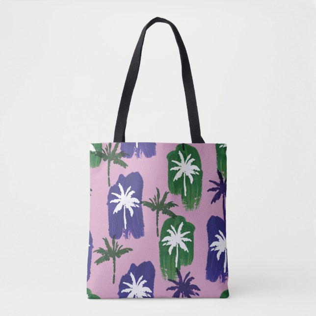 Bolsa Tote Palma Pintada, Marinho Verde Azul. (Frente)