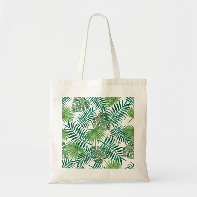 Bolsa Tote Palma tropical deixa aquarela (Frente)