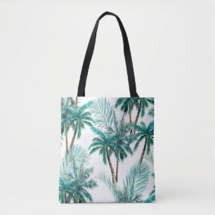 Bolsa Tote Palma Tropical: Padrão de Selva de Aquarela.