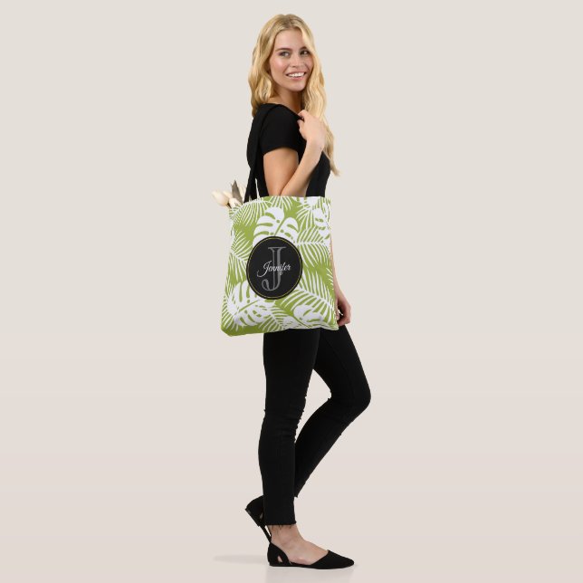 Bolsa Tote Palma Verde Deixa Monograma de Padrão Florestal Tr (No(a) Modelo)