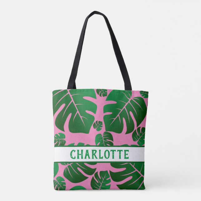 Bolsa Tote Palma Verde Tropical Folga Personalizada (Verso)