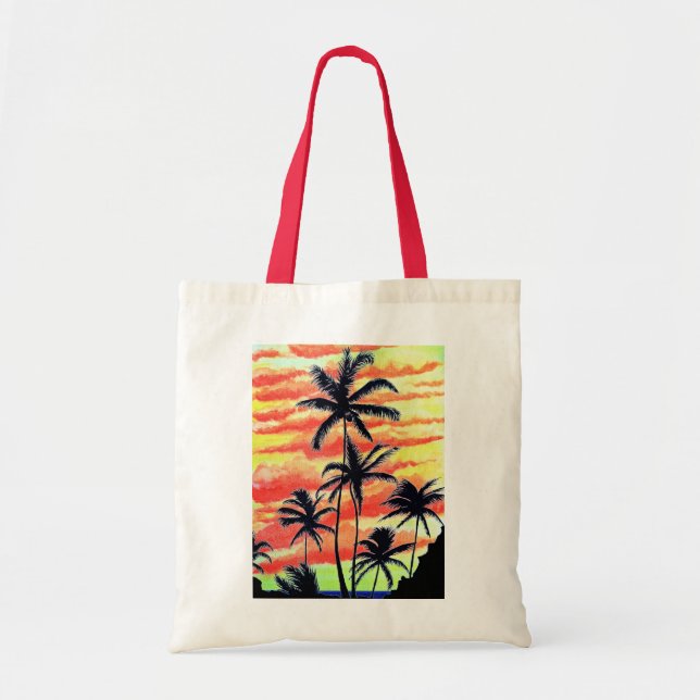 Bolsa Tote Palmas de Coco Sunset Havaiano (Frente)