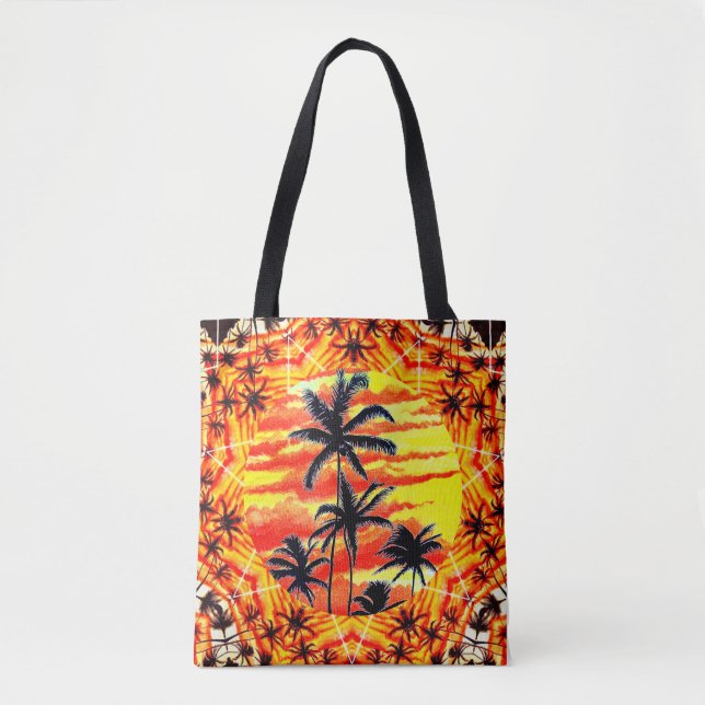 Bolsa Tote Palmas de Coco Sunset Havaiano (Frente)