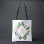 Bolsa Tote Palmas Tropicais Monograma Blush Pink Casamento<br><div class="desc">Local de Destino - Palmas Tropicais Praia Blush Botânico Rosa e Verde Watercolor Monograma Tote Sacos em fundo de canvas - inclui uma bela e elegante tipografia com folhas botânicas modernas e verde para o presente especial para um Casamento, Chá de panela (Noiva ou Bridesmaid), Chá de fraldas, Festa de...</div>
