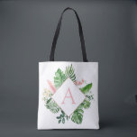Bolsa Tote Palmas Tropicais Monograma Blush Pink Casamento<br><div class="desc">Local de Destino - Palmas Tropicais Praia Blush Botânico Rosa e Verde Watercolor Monograma Tote Sacos em fundo de canvas - inclui uma bela e elegante tipografia com folhas botânicas modernas e verde para o presente especial para um Casamento, Chá de panela (Noiva ou Bridesmaid), Chá de fraldas, Festa de...</div>