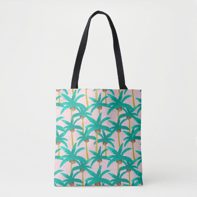 Bolsa Tote Palmas Tropicais: Padrão de Verão de Aquarela (Frente)