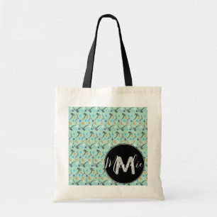 Bolsa Tote Palmeira Colorida e Padrão Geométrico