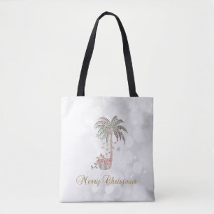 Bolsa Tote Palmeira de Natal, Presente, Luzes de Corda, Bokeh