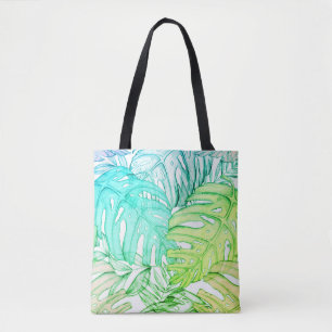 Bolsa Tote Palmeira de Pastel deixa aquarela tropical