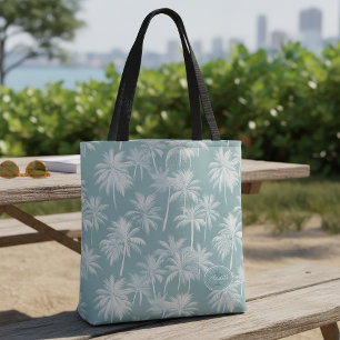 Bolsa Tote Palmeira havaiana Silhouette Pattern Teal ID1093