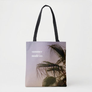 Bolsa Tote Palmeira Sonhadora Estética do Pôr do Sol Pastel