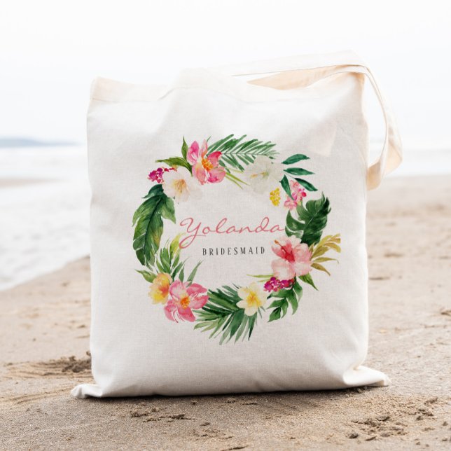 Bolsa Tote Palmeira tropical e Bridesmaid personalizada flora (Criador carregado)