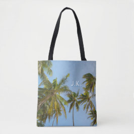Bolsa Tote Palmeira Tropical Personalizada (Iniciais e Texto