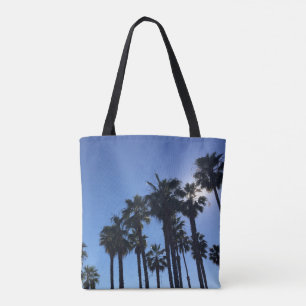 Bolsa Tote Palmeiras do Oceano de Verão Cor Azul Fotografia