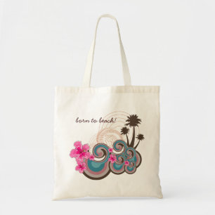 Bolsa Tote Palmeiras tropicais da praia do hibiscus do rosa
