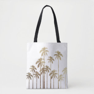 Bolsa Tote Palmeiras tropicais Dourados glamoroso no branco