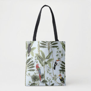 Bolsa Tote Palmeiras tropicais, liana, papagaio-maxilar, 