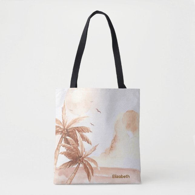 Bolsa Tote Palmeiras Tropicais Rústicas (Frente)