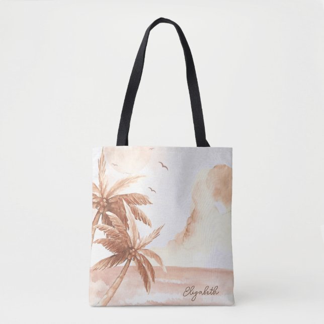 Bolsa Tote Palmeiras Tropicais Rústicas (Frente)