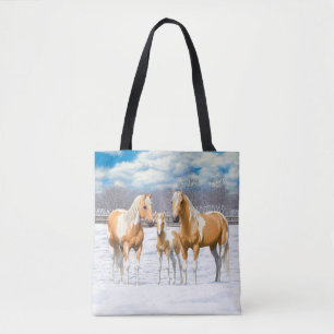 Bolsa Tote Palomino Pinto Pintor Quarto Cavalo Na Neve