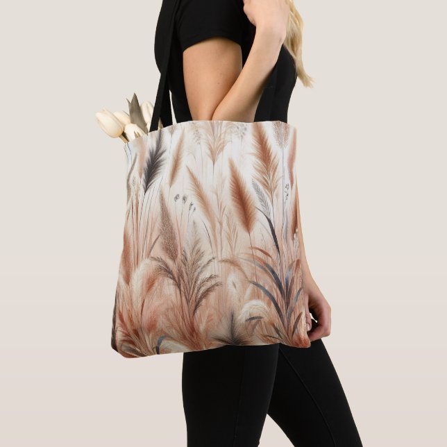 Bolsa Tote Pampas Grass Modern Boho Floral para outono e outo (Close Up)