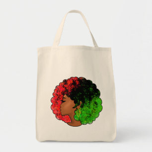Bolsa Tote Pan-africana menina mulher negra verde vermelho or
