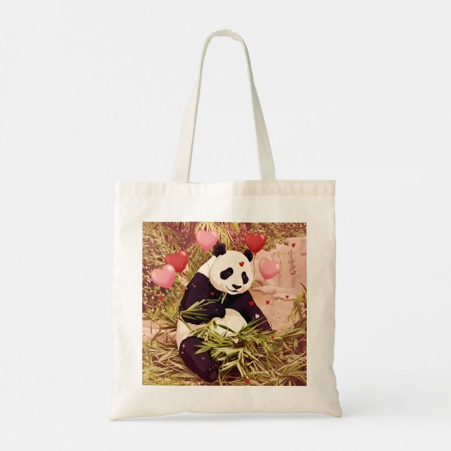Bolsa Tote Panda and hearts tote bag (Verso)