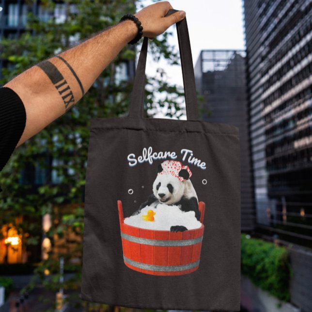 Bolsa Tote Panda Animal Bathing (Criador carregado)