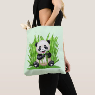 Bolsa Tote Panda Bear alimentada por plantas