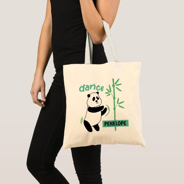 Bolsa Tote Panda Bear Dançando em Bambu (Frente (produto))